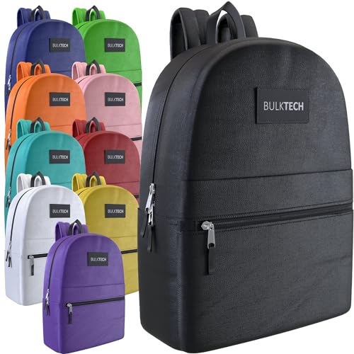 10 Pack Bulk Backpacks, Wholesale 17-Inch Lightweight Bookbags for Kids, Adults, School, Classroom, Travel, Gym Supplies with 1 Large, 1 Small Pocket, Perfect for Events, Corporate Bundles, Mix - color: 1 - Backpacks Mix, size: 10 Pack