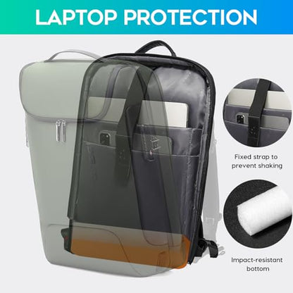 BANGE Travel Laptop Backpack, Anti-Theft Bag with USB Charging Port and TSA Lock, Waterproof Business Computer Backpack Fits 17.3 Inch Notebook - color: Green, size: lock and usb