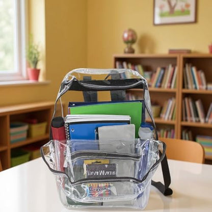 Trail maker Clear Backpack Heavy Duty with Padded Straps, Side Pockets for Kids, Boys, Girls, School, Stadium Approved Events - color: Black