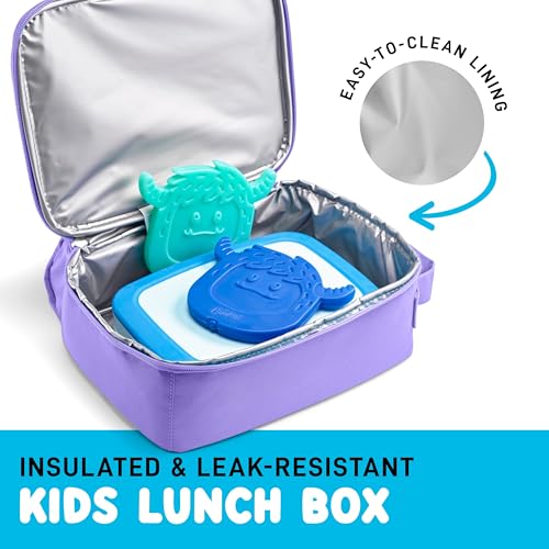 Fit & Fresh Lunch Box For Kids, Boys & Girls, School, Camp, Insulated Bag With Shoe Charm Slots For Personalization, Purple - color: Purple