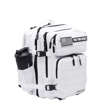 WOLFpak 25L Athletic Gym Backpack - Durable 1000D Waterproof Oxford Material with MOLLE Webbing, Laptop Pocket & Dual Cup Holders, Durable Fitness/Travel/Military Daypack (Polar White) - color: Polar White