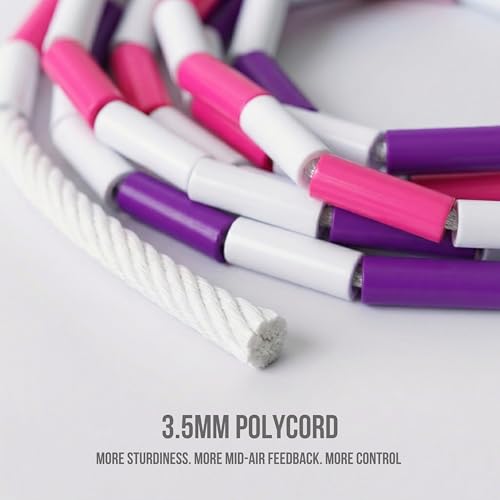 Pro-Grade Beaded Jump Rope for Beginners - color: White/Purple/Pink