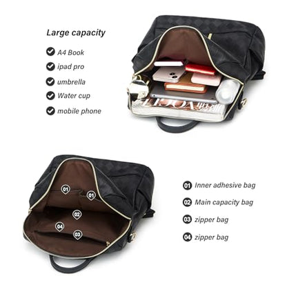 Makes Backpack Purse for Women PU Leather Travel Satchel Handbag Convertible Design Bag with Purse 2 Piece - color: Black Square