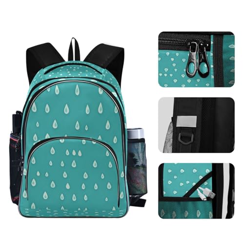 Water-Resistant Travel Raindrops Pattern Backpack - Lightweight Laptop Daypack, 15.6" Laptop Compartment, Durable Commuter Bag for Work & Outdoor#103