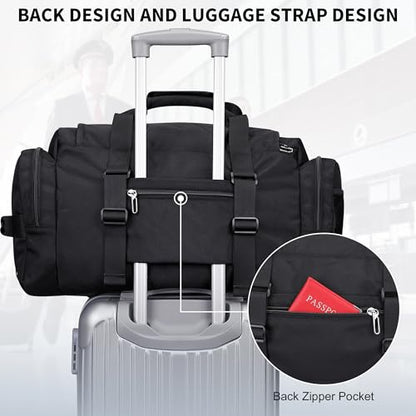 WITZMAN Duffle Bag for Men Large Overnight Carry On Weekender Bag with Shoe Compartment Sports Gym Duffle Bags for Traveling(B719 Black) - color: Black