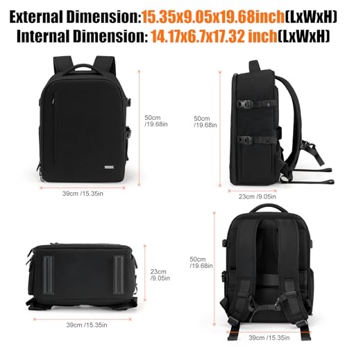CADeN Camera Backpack, Extra Large DSLR Camera Bag with 17" Laptop Compartment, Waterproof Rain Cover, Professional Travel Hiking Camera Backpack Bag - color: Black, style: 2.0 Extra Large
