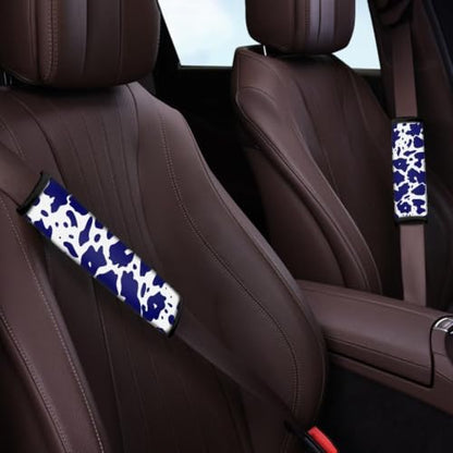 Blue Cow Print Seat Belt Cover Pad Versatile Car Seatbelt Cushion Soft Car Shoulder Pads 2 Pack Auto Accessories for Adults Seatbelt Covers Compatible with Trucks SUV Sedan - color: Blue Cow Print