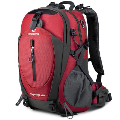 FENGDONG 40L Waterproof Lightweight Hiking,Camping,Travel Backpack for Men Women Red - color: A3- Red
