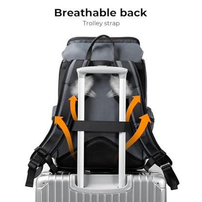K&F CONCEPT Camera Backpack, Hard Shell Camera Bag, Large Capacity Photography Backpack with 15.6" Laptop Compartment & Tripod Holder & Rain Cover - color: Grey