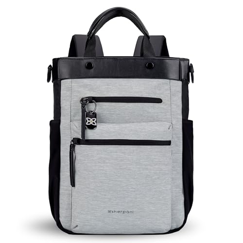 Sherpani Soleil, Anti Theft Convertible Backpack, 3 in 1 Tote, Crossbody Purse, 18L Travel Bag, Fits 13” Laptop (Sterling Lite) - color: Sterling - Lite