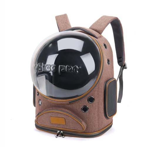 Cat Backpack Carrier, Breathable Cat Carrier Large Space Bubble Pet Backpack for Small Dog and Large cat up to 18lbs, Transparent & Foldable Pet Carrier for Travel Hiking (Brown) - color: Brown