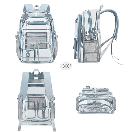 abshoo Large Clear Backpack For Girls Women Heavy Duty Clear Bookbag for School Transparent Backpack (Baby Blue) - color: Baby Blue