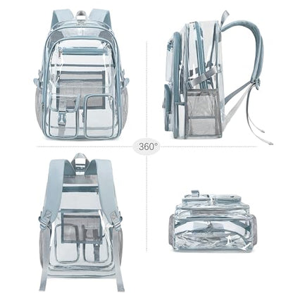 abshoo Large Clear Backpack For Girls Women Heavy Duty Clear Bookbag for School Transparent Backpack (Baby Blue) - color: Baby Blue