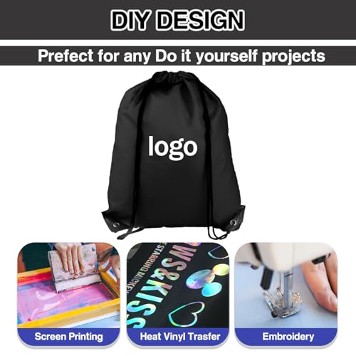 COIDEA Drawstring Backpack 20Pcs Drawstring Bags, Draw String Back Bag Drawstring Bags Bulk for Sports, Gym, Travel, Swimming, Beach (Black) - color: Black