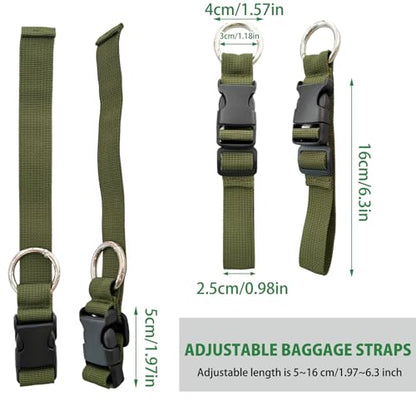 3 Pcs Add a Bag Luggage Strap Jacket Gripper, Luggage Straps Baggage Suitcase Belts Travel Accessories with O-Ring - Make Your Hands Free, Easy to Carry Your Extra Bags - Army Green - color: Army Green 16cm