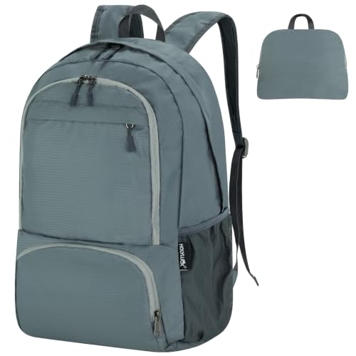 HOLYLUCK 20L lightweight packable Hiking Daypack Foldable Backpack for Men Women Small Travel Outdoor Foldable Shoulder Bag - color: Light Grey