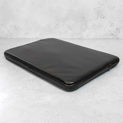 Casemade Real Leather Laptop Case/Zipped Folio Bag with Inner Pocket & Wool Lining Compatible with Apple MacBook, HP, Dell, Asus, Levovo (16 Inch - Black) - color: Black, size: 16 Inch