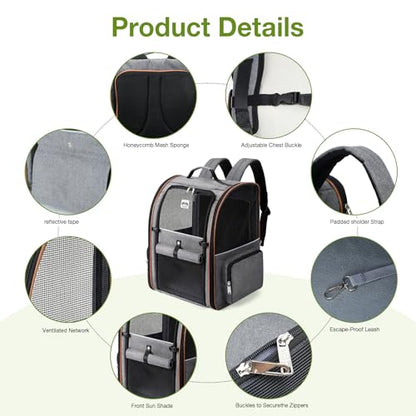 Extra Large Cat Backpack Carrier Expandable Pet Carrier Backpack for Small/Medium Dogs and Medium/Large Cats, Grey - color: Grey