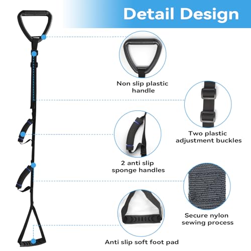 Long Leg Lifter, Leg Lifter Strap Rigid with Large Foot Loop, Legs Strap Lift for Get in and Out of Bed,Car,Wheelchair for Disables and Elderly，Foot Straps，Legs Aid Lift aids (25.5in-56in)
