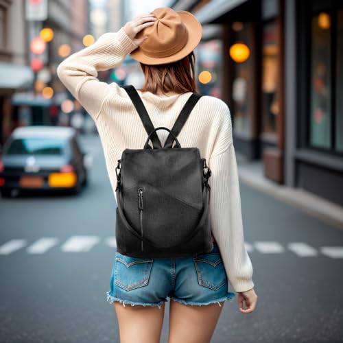 molshine Backpack,Fashion Casual Travel PU Leather Daypack Bag Shoulder Rucksack Handbags for Women HB041 - color: Black