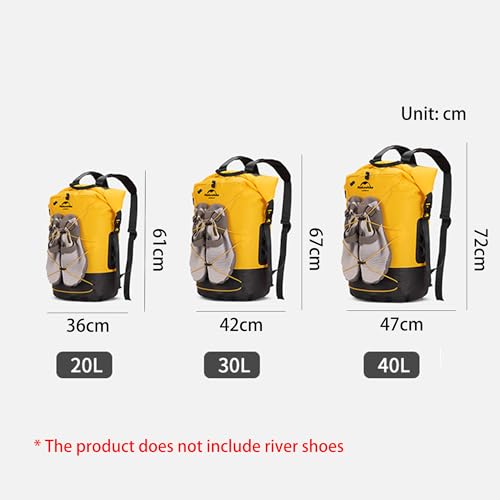 Naturehike Waterproof Backpack - Roll-Top Heavy Duty Kayaking Dry Bags for Men Women, 20L/30L/40L Closure Bag (Yellow, 30L) - color: Yellow, size: 30L