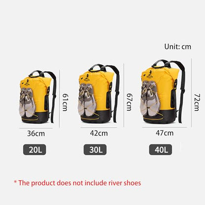 Naturehike Waterproof Backpack - Roll-Top Heavy Duty Kayaking Dry Bags for Men Women, 20L/30L/40L Closure Bag (Yellow, 30L) - color: Yellow, size: 30L