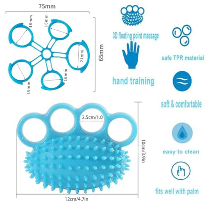 Hand Exerciser Ball and Finger Stretcher, Hand Grip Strengthener Trainer, Squeeze Balls, Wrist Pain Relief (Blue) - color: Blue