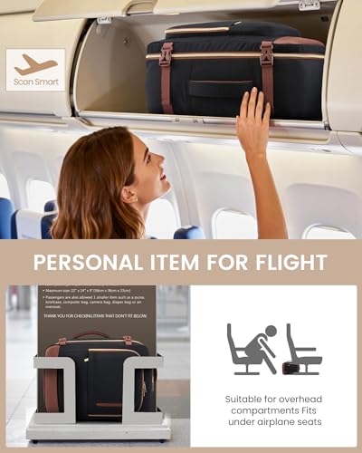 LOVEVOOK 40L Travel Backpack for Women Men with Garment Bag, Airline Approved Carry on Luggage Travel Essentials with 3 Packing Cubes, TSA Overnight Bags Weekender Essentials Backpacks fits 17" Laptop - color: Black-brown, size: 40L-4Pcs