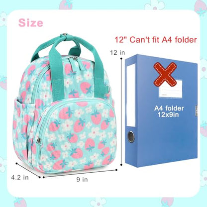 Bluboon Toddler Backpack for Girls Boys 2-4 Cute 12" Preschool Kindergarten Backpacks Kids Daycare Bags School Travel (Pink Strawberry Flower - Mint Green, Age 2-4 (12" H not Fit A4 Folder)) - color: Pink Strawberry Flower - Mint Green, size: Age 2-4 (12"