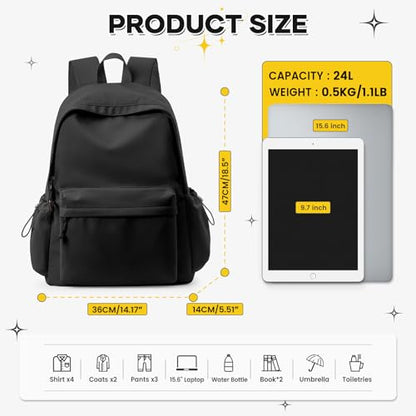 Classic Large Black Backpack For Women,Waterproof High School Bookbag,Lightweight Casual Travel Daypack,College Backpack Men,Middle School Bag For Girls Boys - color: A8-black