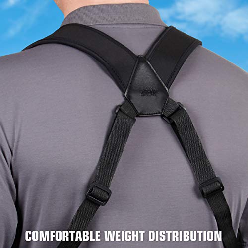 USA Gear DSLR Camera Strap Chest Harness with Quick Release Buckles, Black Neoprene Pattern and Accessory Pockets - Compatible with Canon, Nikon, Sony and More Point and Shoot and Mirrorless Cameras - color: Black