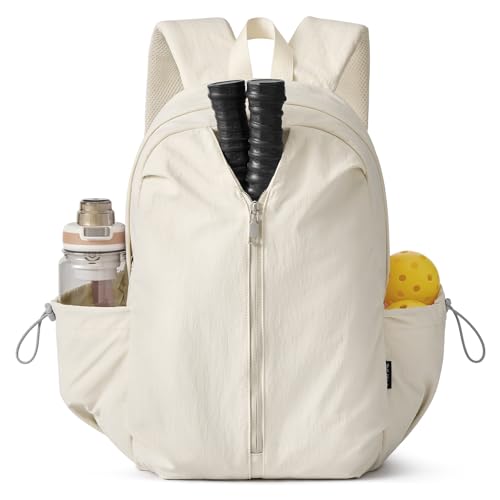 G4Free 20L Pickleball Bag for Women, Pickleball Paddle Backpack with Fence Hook, Work Travle Bag with 15" Laptop Compartment-Beige - color: Beige