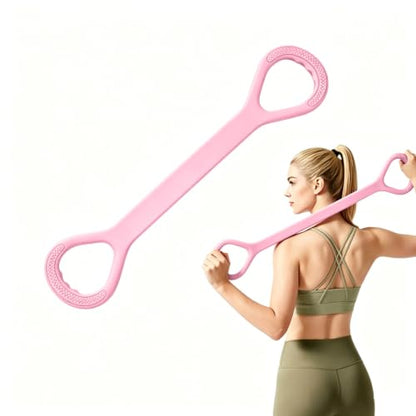 Figure 8 Resistance Bands with Handles, Resistance Bands for Arms, Back & Shoulder Training, Exercise Equipment for Yoga, Pilates & Stretching, Portable Home Gym Equipment - color: Pink