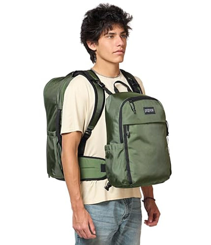 JanSport Venture Pack System – Travel Pack With Large Main Compartment, 4 Water Bottle Pockets, Adjustable Torso Length, Perimeter Wireframe Suspension, Tuck-Away Straps, Padded Hip Belt, Cargo Green - color: Cargo Green, style: Venture Pack System