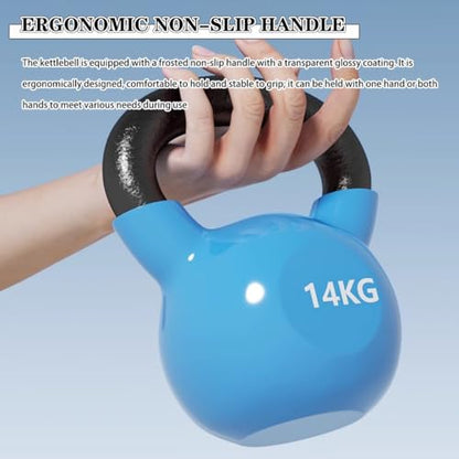 Kettlebell Weights for Women Men's Fitness Training Kettle Bells, Home Solid Cast Iron Kettle Ball, Press/Swing/Row, Shaping Equipment(Blue-14kg) - color: Blue-14kg