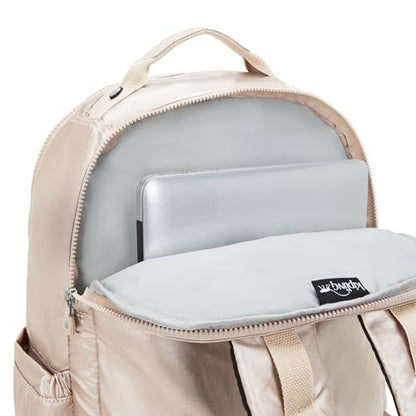 Kipling Women's Seoul Extra Large 17" Laptop Backpack, Durable, Roomy with Padded Shoulder Straps, Built-In Protective Sleeve - color: Quartz Metallic, size: 13.5''L x 17.75''H x 9''D
