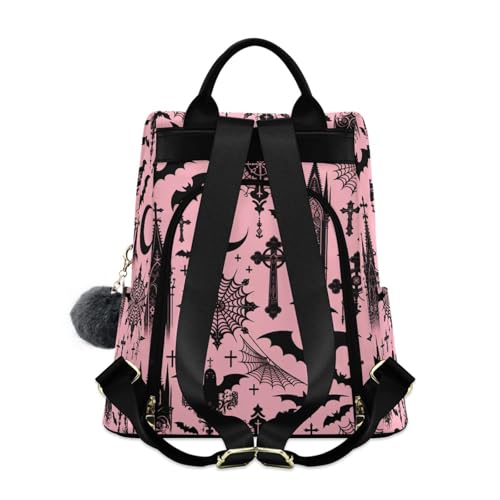Women Backpack Purse Black Gothic Moon Spider Webs and Bats Backpack for Women Anti-theft Shoulder Bag Carry On Backpack Lightweight Rucksack Fashion Travel Ladies Bags - color: Bats I8897
