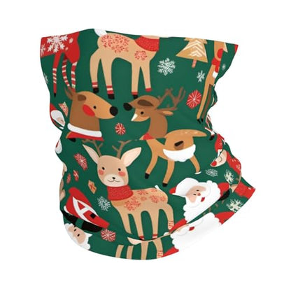 Santa Claus and Christmas Deer Prints Multifunctional Sport Headband – Seamless Stretch Neck Gaiter for Hiking, Biking, Running & Outdoor Activities – Soft, Quick-Dry, No-Fade Design