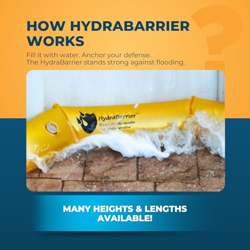 The Original HydraBarrier Standard Flood Barrier – 6 ft Long x 4 in High – Light, Reusable Sandbag Alternative – Flood Control & Diversion Tube for Home, Garage, Door & Property Protection - size: 6 Foot Length