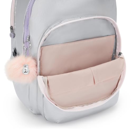 Kipling Women's Seoul Extra Large Bts 17" Laptop Backpack, Durable, Roomy with Padded Shoulder Straps, Built-In Protective Sleeve - color: Silver Glow Met, size: Large