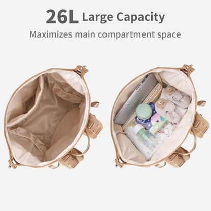 CEI-CEI Neoprene Diaper Bag Backpack Large Newborn Baby Maternity Bags Waterproof Travel Backpack for Mom Dad with Insulated Pockets,Changing Pad - color: Brown