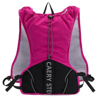Lightweight Running Hydration Backpack, 1.5L Water Bag Running Vest | Marathon, Hiking Cycling, Breathable Adjustable Design, Unisex - color: Rose red