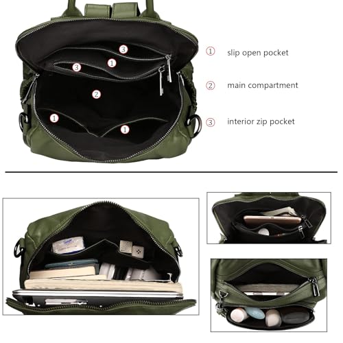 Uromee Backpack Purse for Women Vegan Leather Ladies Fashion Travel Tassel Shoulder Bag Convertible Green bag - color: 0243 Green 2