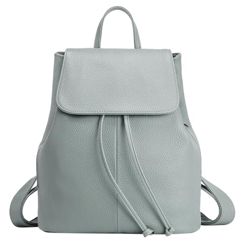 BOYATU Women’s Full-Grain Leather Backpack Purse, Minimal Structured Design, Work Commuter & City Travel, Compact Everyday Essentials - color: Grey 2