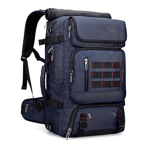 Travel Backpack with Shoe Compartment, Large Carry On Laptop Backpack, Water Resistant Weekender Bag for Men Women (Blue, Blue) - color: Blue