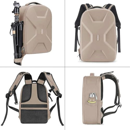 MOSISO Camera Backpack,DSLR/SLR/Mirrorless Photography Camera Bag Full Open Waterproof Hardshell Bag with Insert&Tripod Holder&Laptop Compartment Compatible with Canon/Nikon/Sony, Camel - color: Camel