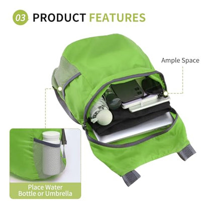 20L Ultra Hiking-Daypack Lightweight Foldable Travel Packable Backpack for Camping Cycling Outdoor,green - color: Green