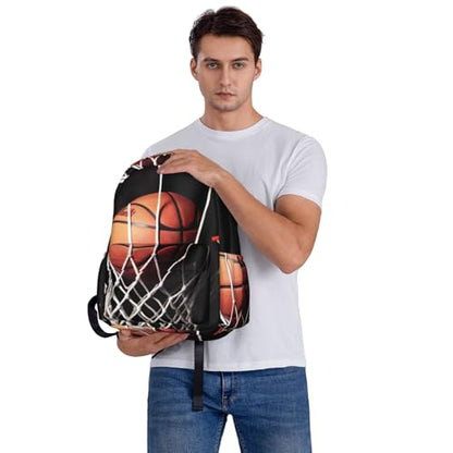 Basketball Travel Backpack for Men Women 15.6 inch Laptop Backpack Casual Daypack for Weekender - color: Basketball