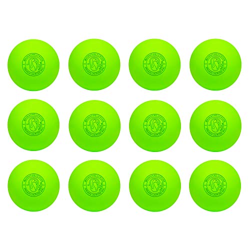 Signature Lacrosse Ball Set - Packs of 2, 4, 8, 12, and 120 - No Chemical Smell Massage Balls, Myofascial Release Tools, Back Roller, Muscle Knot Remover - color: Green, size: 12 Balls