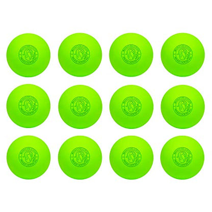 Signature Lacrosse Ball Set - Packs of 2, 4, 8, 12, and 120 - No Chemical Smell Massage Balls, Myofascial Release Tools, Back Roller, Muscle Knot Remover - color: Green, size: 12 Balls